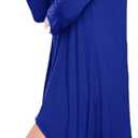 Naggoo Women's 3/4 Sleeve Button V Neck High Low Loose Fit Casual Long Tunic Tops Tee Shirts S-3XL (Blue, L)
