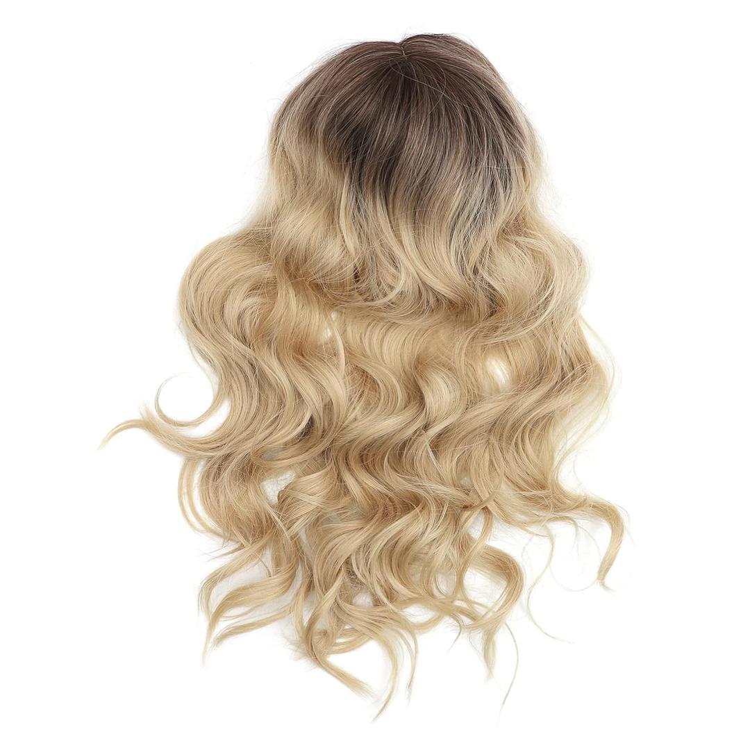 KAYTMSDILong Wavy Human Hair Wig for Women Lace Front Wig Natural Bangs Headdress