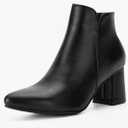 Women’s Ankle Boots with Side Cutout, Pointed Toe, Low Block Heel Zip Dress Booties for Work & Casual Wear, 9