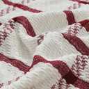 CREVENT 50"X60" Farmhouse Breathable Soft and Warm Chenille Plaid Throw Blanket for Sofa Couch Bed, Home Decoration Throw with Tassles (Red & White)