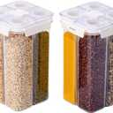 Chef's Path Customizable Airtight Pantry Storage Containers with Lids, 4 Adjustable Compartments - BPA-Free Kitchen Organizers and Storage for Cereal, Pasta, Grains, & More - 2-Pack, 2.4L Containers