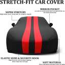 WinPower Indoor Car Cover, Stretch Dustproof Protection Fit 192-203 Inch Sedan Full Car Cover for Underground Garage Car Show, Black and Red