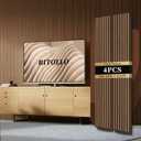 RITOLLO 4-Piece Wood Slat Panels for Wall 94.5"11" Acoustic Panels for Interior Wall Decor 3D Fluted Sound Absorbing Panels - Walnut