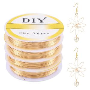 Beadthoven 59 Ft 14K Gold Filled Wire 22 Gauge 0.6mm Dead Soft Round Gold Filled Brass Wire for Crafts Wire Wrap Jewelry Making Supplies