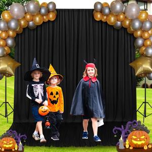 Aimosen 10X10FT Black Backdrop Curtains for Party Wedding Baby Shower Birthday Photoshoot Halloween Decorations, Thick No Wrinkle Polyester Black Background Drapes with Rod Pockets (5x10FT 2 Panels)