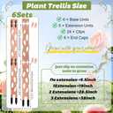 6 Set Extendable Wood Plant Trellis Kit Plant Trellis for Indoor Climbing Houseplants Modular Plants Support Stake with 6 Bases and 6 Extension Parts for Potted Plants Moss Pole Alternative