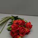 Veryhome Artificial Red Flowers Silk Roses Fake Bridal Wedding Bouquet for Home Garden Party Floral Decor 10 Pcs (Rose Bud - Red)