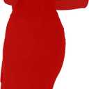 BORIFLORS Women's Sexy Ruched Bodycon Midi Dresses Elegant Mesh Long Sleeve Square Neck Ruffle Hem Cocktail Party Dress (Red, XS)