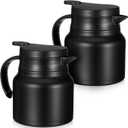 2 Pcs Thermal Coffee Carafe for Keeping Hot/Cold Insulated Stainless Steel Coffee Carafe for Hot Liquid Double Wall Vacuum Insulated Water & Beverage Dispenserfor Party Home, Black, 27 oz