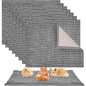 8 Pcs Guinea Pig Liner Washable Rabbit Cage Liner 16x12 Inch Guinea Pig Fleece Mats Reusable Bedding Pee Pads for Small Animals, Bunny (Grey)