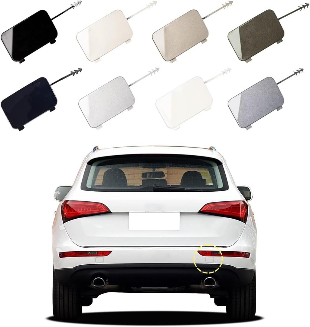 Car Rear Bumper Tow Hook Cover Compatible with Audi Q5 2008 2009 2010 2011 2012 2013 2014 2015 2016 2017 8R0807449 8R0807450 Trailer Cover Towing Eye Cap Gray Left Driver Side