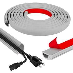 Cord Wall Cover, 118in Self-Adhesive Wire Covers for Cords on Wall, Extension Cable Hider for Floor, Mounted Tv, Home and Office Cavity 0.63" Wx0.31 H (GRAY)