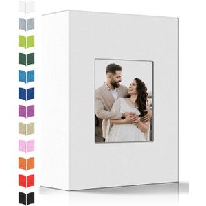 Photo Album 4x6 with 100 Pockets,Slip-in Picture Albums,Linen Cover Memory Book with Front Window,White Page Vertical Photo Book for Wedding,Family,Anniversare,Baby,Vacation