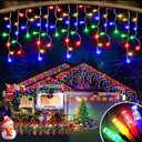 Christmas Lights Outdoor, 98FT 900LED Ice Lights for Outside, Ice String Lights with 8 Modes, Waterproof Timer Memory Hanging Light for Eaves Party Yard Garden(Multicolor)