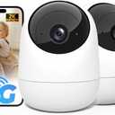 Rraycom 2Pack 2K Security Camera Indoor 5G/2.4 GHz Wi-Fi, Baby Monitor Pet/Dog Camera 360-Degree for Home Security, Smart Motion Tracking, 24/7 Live View, Night Vision, Compatible with Alexa