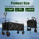 52" L Collapsible Wagon Cart Foldable, 300L 560lbs Weight Capacity, Heavy Duty Beach Wagon with Big Wheels, Shopping Carts for Grocery, Camping, Shopping, Beach, Garden Cart