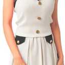 2 Piece Skirt Sets for Women in Pink with Small Size | Skirt Set or Skort Set with Stylish Button Design | Skort Sets Women (White, Medium Size)