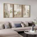 Shoci Large Framed Abstract Wabi Sabi Wall Art Modern Neutral Black Graffiti on White Canvas Pictures Natural Float Framed Simple Ink Scrawl Decor for Living Room Bedroom Office 24X36 Inch Set of 3