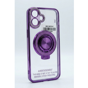 Magnetic Kickstand Glitter Case for iPhone 16 Plus,[Compatible with Magsafe] Luxury Bling Sparkly Diamond Rhinestone with Camera Lens Protector Women Girls Case for iPhone 16 Plus 6.7",Purple
