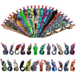 Chivao 24 Pcs Snake Slap Bracelets Reptile Party Favor Snake Snap Bracelets Animal Serpent Bracelet Reptile Birthday Party Supplies for Kids Parties Favors Christmas Gift, 24 Assorted Designs