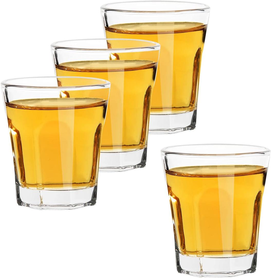 D&Z Shot Glasses, 1.5 Ounces ( 45 ml ), Round Mouth and Octagon Base ( 4 Pcs )