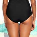 Tempt Me Women High Waisted Swimsuit Bikini Bottoms - Tummy Control Swim Bottom Full Coverage Bathing Suit with Pockets 2025 (Black, XXL)