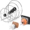 3 Pack Pot Lid Organizer for Cabinet, Stainless Steel Pot Lid Rack with Anti-slip Pad, Lid Holder for Pans Pots, Bakeware, Plates, Cookie Sheets, Trays, Dish, Cutting Boards, Silver