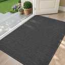 Color&Geometry Ultra-Thin Indoor Door Mat, 36"x56" Low-Profile Non-Slip Entryway Rug with Modern Geometric Texture, Washable Doormat for Indoor Entrance, Front Door, Grey (Rolled-up NO Creases) (3' x 4'8" (Rectangular))