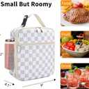 Lunch Box for Women Men Adult Insulated Lunch Bag Women Men Small Reusable Lunchbox for Work Picnic Travel (Beige-Purple Plaid)