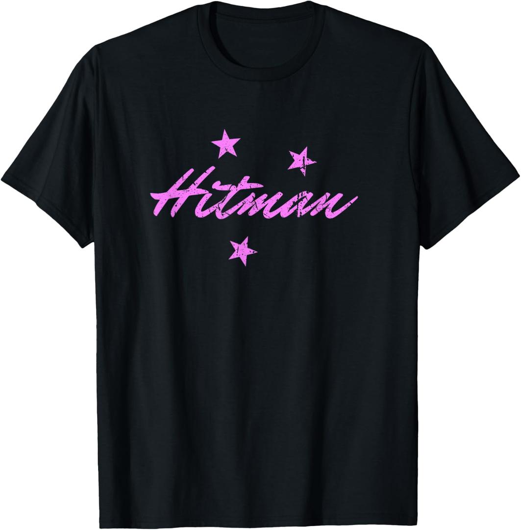 Hitman 90's Wrestling Fanatic Nostalgia Hart Vintage Graphic T-Shirt (Black, M)