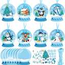 48 Pcs Christmas Craft Kits for Kids DIY Christmas Ornament Kit Make Your Own Xmas Arts and Crafts Xmas Decor with Stickers for Holiday Class Home Party Favors Supplies(Snow Ball)