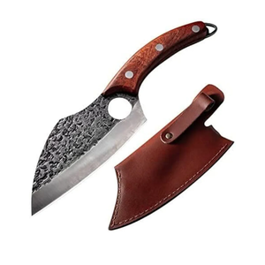 TIVOLI Meat Cleaver Knife, Hand Forged Full Tang Butcher knife for Meat Cutting, High Carbon Steel Viking Knife with Sheath for Kitchen Outdoor Camping BBQ Father's Day Christmas Gift Men Women