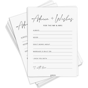 GardenCity Advice and Wishes for the Mr and Mrs, Bridal Shower Games for 50 Guests, Bridal and Wedding Shower Advice Cards, 50 Cards, Minimalist