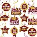 2025 Graduation Party Decorations - 30 Pcs Maroon Gold Class of 2025 Congrats Grad Hanging Swirl Ceiling Decor for Home School Classroom Graduation Party Supplies