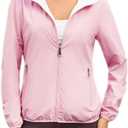 Womens Reversible Rain Jacket Lightweight Waterproof Windbreaker Jacket Outdoor Active Portable Raincoat, X Large