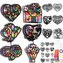 Fumete 36 Pcs Wooden Mothers Day Suncatchers Craft Set DIY Flower Shaped Stained Glass Tissue Kits Bulk for Mom Grandma Gift Activities Window Art Party Decorations Classroom Party Decorations
