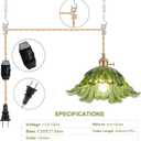 Plug in Pendant Light Fixtures,Hanging Light Fixture Corded On/Off Switch,11 inch E26 Green Glass Lampshade Pendant Lighting for Kitchen Island, Bedroom, Dining Room