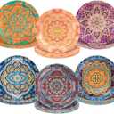 AnyDesign Boho Paper Plates Disposable Plates Vintage Bohemian Style Dessert Dinner Decorative Plate for Kitchen Birthday Party Wedding Holiday Picnic Gatherings Supplies, 36 Pcs
