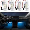 4 Pcs Interior LED Lights Bulbs Kit Compatible with Tesla Model 3, Y, X, S, Super Bright Replacement Light Bulbs for Footwell, Door Puddle, Trunk, Frunk - for Tesla Accessories (Blue)