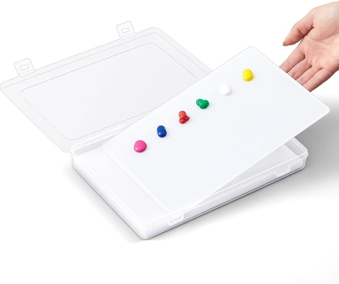 Nuanchu 1 Set Handy Glass Oil Paint Palette Included 10.2 x 6.8 x 1.2 Inches Airtight Stay Wet Palette Container and 9.7 x 6.3 Inches Tempered Glass, Keeps Paint Fresh, Ideal for Travel Outdoor, White