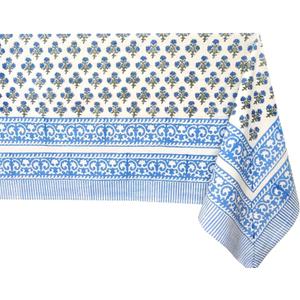 ATOSII Gulbahar Blue 100% Cotton Spring Square Tablecloth, Handblock Print Floral Table Cloth Linen for Kitchen Dining I Weddings, Parties, Outdoors, Easter Home Decor 60 X 60 Inches I 4 Seater