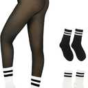 2 Pairs Fleece Lined Tights Women，Fake Translucent Thermal Sheer Thick Pantyhose Leggings for Winter (Black, M)