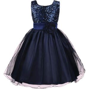 Acecharming Girls Dresses Sequin Flower Girls Party Dress Bridesmaid Ball Gown Wedding Tulle (Blue)