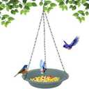 Pack of 2 Hanging Bird Feeder, Hanging Bird Feeder Tray 10 inch for Attracting Birds, Birdfeeder Hanging for Garden Yard Outside, Gray
