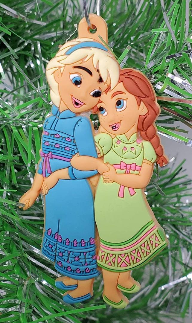 Frozen Iconic Toddler Elsa and Anna Hand in Hand Christmas Ornament (F22)
