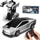 Transform RC Cyber Pickup Truck Cars Robot Toy for Kids, 2.4GHz Remote Control Car with One-Button Deformation 360 Rotation LED Lights Valentine's Day Birthday Gifts for Boys Age 4-7-8-121:18 Scale