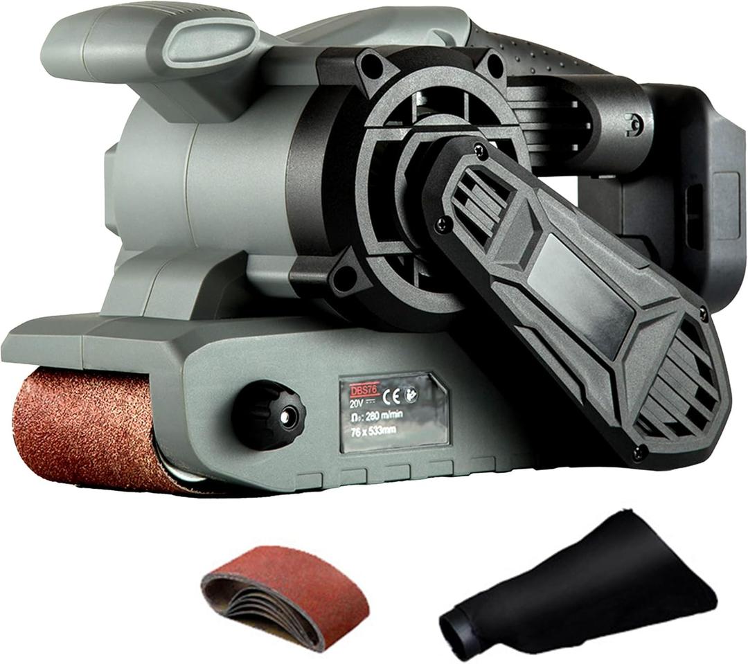 18V Belt Sander Cordless with Dust Bag Electric Sander Tool for Wood with 6 Variable-Speed Control, Hand Sander with Vacuum Dust Collector for Woodworking Metal Working