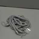 Rope Curtain Tiebacks for Hanging Drapes, Long Curtain Tie Backs for Curtains with 4 Metal Screw Hooks, Holders Cord for Thin or Thick Window Curtains, Silver 4 Pack