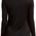 Silk Tops Turtleneck Long Sleeve Silk T Shirt Ultra Soft Thermal Layer Tops Slim High Neck Blouse (Black, XL)