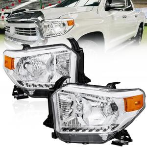 Clear Pair OE Headlights Assembly Compatible for Toyota Tundra 2014-2021 Driver and Passenger Side(Set of 2) #TO2502218 811100C090 (Clear Lens/Chrome Housing/Amber Reflector)